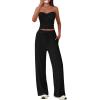 imageBTFBM Two Piece Sets For Women Summer Ribbed Strapless Twist Knot Tube Top Pants Set Casual 2026 Beach Vacation OutfitsBlack