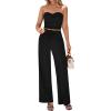 imageBTFBM Two Piece Sets For Women Summer Ribbed Strapless Twist Knot Tube Top Pants Set Casual 2026 Beach Vacation OutfitsBlack