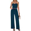 imageBTFBM Two Piece Sets For Women Summer Ribbed Strapless Twist Knot Tube Top Pants Set Casual 2026 Beach Vacation OutfitsDark Blue