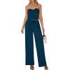 imageBTFBM Two Piece Sets For Women Summer Ribbed Strapless Twist Knot Tube Top Pants Set Casual 2026 Beach Vacation OutfitsDark Blue