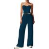 imageBTFBM Two Piece Sets For Women Summer Ribbed Strapless Twist Knot Tube Top Pants Set Casual 2026 Beach Vacation OutfitsDark Blue