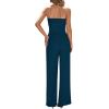 imageBTFBM Two Piece Sets For Women Summer Ribbed Strapless Twist Knot Tube Top Pants Set Casual 2026 Beach Vacation OutfitsDark Blue