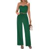 imageBTFBM Two Piece Sets For Women Summer Ribbed Strapless Twist Knot Tube Top Pants Set Casual 2026 Beach Vacation OutfitsGreen