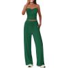 imageBTFBM Two Piece Sets For Women Summer Ribbed Strapless Twist Knot Tube Top Pants Set Casual 2026 Beach Vacation OutfitsGreen