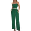 imageBTFBM Two Piece Sets For Women Summer Ribbed Strapless Twist Knot Tube Top Pants Set Casual 2026 Beach Vacation OutfitsGreen