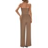 imageBTFBM Two Piece Sets For Women Summer Ribbed Strapless Twist Knot Tube Top Pants Set Casual 2026 Beach Vacation OutfitsKhaki