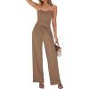 imageBTFBM Two Piece Sets For Women Summer Ribbed Strapless Twist Knot Tube Top Pants Set Casual 2026 Beach Vacation OutfitsKhaki