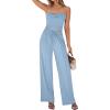 imageBTFBM Two Piece Sets For Women Summer Ribbed Strapless Twist Knot Tube Top Pants Set Casual 2026 Beach Vacation OutfitsLight Blue