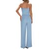 imageBTFBM Two Piece Sets For Women Summer Ribbed Strapless Twist Knot Tube Top Pants Set Casual 2026 Beach Vacation OutfitsLight Blue