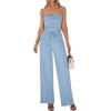 imageBTFBM Two Piece Sets For Women Summer Ribbed Strapless Twist Knot Tube Top Pants Set Casual 2026 Beach Vacation OutfitsLight Blue