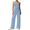 imageBTFBM Two Piece Sets For Women Summer Ribbed Strapless Twist Knot Tube Top Pants Set Casual 2026 Beach Vacation OutfitsLight Blue