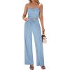 imageBTFBM Two Piece Sets For Women Summer Ribbed Strapless Twist Knot Tube Top Pants Set Casual 2026 Beach Vacation OutfitsLight Blue