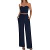 imageBTFBM Two Piece Sets For Women Summer Ribbed Strapless Twist Knot Tube Top Pants Set Casual 2026 Beach Vacation OutfitsNavy Blue