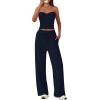 imageBTFBM Two Piece Sets For Women Summer Ribbed Strapless Twist Knot Tube Top Pants Set Casual 2026 Beach Vacation OutfitsNavy Blue