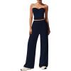 imageBTFBM Two Piece Sets For Women Summer Ribbed Strapless Twist Knot Tube Top Pants Set Casual 2026 Beach Vacation OutfitsNavy Blue