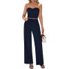 imageBTFBM Two Piece Sets For Women Summer Ribbed Strapless Twist Knot Tube Top Pants Set Casual 2026 Beach Vacation OutfitsNavy Blue