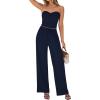 imageBTFBM Two Piece Sets For Women Summer Ribbed Strapless Twist Knot Tube Top Pants Set Casual 2026 Beach Vacation OutfitsNavy Blue