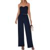 imageBTFBM Two Piece Sets For Women Summer Ribbed Strapless Twist Knot Tube Top Pants Set Casual 2026 Beach Vacation OutfitsNavy Blue