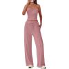 imageBTFBM Two Piece Sets For Women Summer Ribbed Strapless Twist Knot Tube Top Pants Set Casual 2026 Beach Vacation OutfitsPink