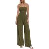 imageBTFBM Jumpsuits For Women Summer 2026 Beach Vacation Strapless Tube Top Jumpsuit Ruched Casual Wide Leg Pant RompersArmy Green