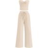 imageBTFBM Two Piece Sets For Women Summer Ribbed Strapless Twist Knot Tube Top Pants Set Casual 2026 Beach Vacation OutfitsApricot