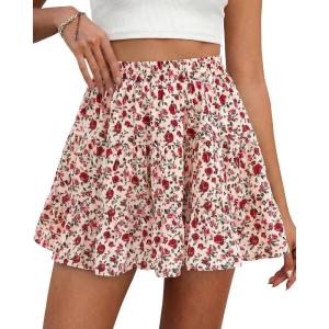 imageBTFBM Summer Skirts for Women 2026 High Waist Flowy Shorts Underneath Boho Tiered Floral Tennis Skorts Casual Mini SkirtFloral Apricot Red
