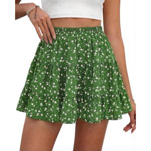 imageBTFBM Summer Skirts for Women 2026 High Waist Flowy Shorts Underneath Boho Tiered Floral Tennis Skorts Casual Mini SkirtFloral Green