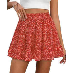 imageBTFBM Summer Skirts for Women 2026 High Waist Flowy Shorts Underneath Boho Tiered Floral Tennis Skorts Casual Mini SkirtFloral Red White
