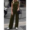 imageBTFBM 2 Piece Sets for Women Spring 2026 Casual Shoulder Pad Tank Top Wide Leg Pants Matching Set Travel Airport OutfitsArmy Green