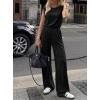 imageBTFBM 2 Piece Sets for Women Spring 2026 Casual Shoulder Pad Tank Top Wide Leg Pants Matching Set Travel Airport OutfitsBlack