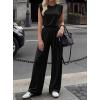 imageBTFBM 2 Piece Sets for Women Spring 2026 Casual Shoulder Pad Tank Top Wide Leg Pants Matching Set Travel Airport OutfitsBlack