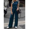 imageBTFBM 2 Piece Sets for Women Spring 2026 Casual Shoulder Pad Tank Top Wide Leg Pants Matching Set Travel Airport OutfitsDark Blue
