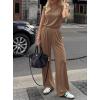 imageBTFBM 2 Piece Sets for Women Spring 2026 Casual Shoulder Pad Tank Top Wide Leg Pants Matching Set Travel Airport OutfitsKhaki