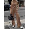 imageBTFBM 2 Piece Sets for Women Spring 2026 Casual Shoulder Pad Tank Top Wide Leg Pants Matching Set Travel Airport OutfitsKhaki