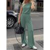 imageBTFBM 2 Piece Sets for Women Spring 2026 Casual Shoulder Pad Tank Top Wide Leg Pants Matching Set Travel Airport OutfitsSage Green
