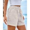 imageBTFBM Casual Striped Shorts for Women 2026 Spring Summer Elastic Waist Y2K Lounge Pajama Vacation Beach PJ Bottoms ClothesBeige