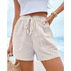 imageBTFBM Casual Striped Shorts for Women 2026 Spring Summer Elastic Waist Y2K Lounge Pajama Vacation Beach PJ Bottoms ClothesBeige
