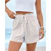 imageBTFBM Casual Striped Shorts for Women 2026 Spring Summer Elastic Waist Y2K Lounge Pajama Vacation Beach PJ Bottoms ClothesBeige