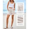 imageBTFBM Casual Striped Shorts for Women 2026 Spring Summer Elastic Waist Y2K Lounge Pajama Vacation Beach PJ Bottoms ClothesBeige