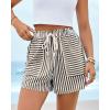imageBTFBM Casual Striped Shorts for Women 2026 Spring Summer Elastic Waist Y2K Lounge Pajama Vacation Beach PJ Bottoms ClothesBlack