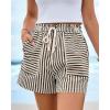 imageBTFBM Casual Striped Shorts for Women 2026 Spring Summer Elastic Waist Y2K Lounge Pajama Vacation Beach PJ Bottoms ClothesBlack