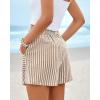imageBTFBM Casual Striped Shorts for Women 2026 Spring Summer Elastic Waist Y2K Lounge Pajama Vacation Beach PJ Bottoms ClothesKhaki