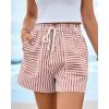 imageBTFBM Casual Striped Shorts for Women 2026 Spring Summer Elastic Waist Y2K Lounge Pajama Vacation Beach PJ Bottoms ClothesPink