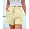 imageBTFBM Casual Striped Shorts for Women 2026 Spring Summer Elastic Waist Y2K Lounge Pajama Vacation Beach PJ Bottoms ClothesYellow