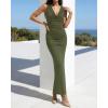 imageBTFBM Cocktail Dresses for Women Spring 2026 Cowl Neck Sleeveless Ruched Slim Fit Maxi Formal Wedding Guest DressArmy Green