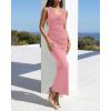 imageBTFBM Cocktail Dresses for Women Spring 2026 Cowl Neck Sleeveless Ruched Slim Fit Maxi Formal Wedding Guest DressPink