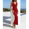 imageBTFBM Cocktail Dresses for Women Spring 2026 Cowl Neck Sleeveless Ruched Slim Fit Maxi Formal Wedding Guest DressRed