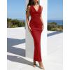 imageBTFBM Cocktail Dresses for Women Spring 2026 Cowl Neck Sleeveless Ruched Slim Fit Maxi Formal Wedding Guest DressRed