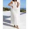 imageBTFBM Cocktail Dresses for Women Spring 2026 Cowl Neck Sleeveless Ruched Slim Fit Maxi Formal Wedding Guest DressWhite