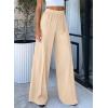 imageBTFBM Palazzo Pants for Women 2026 Spring Summer Casual Lounge Pants High Waist Flowy Trousers Baggy Wide Leg PantsBeige